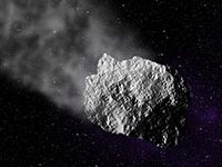 Ilustración de un meteoro en el espacio.